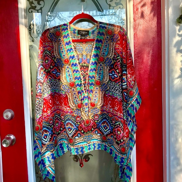 Kristals Tops - Gorgeous brightly colored asymmetrical top.